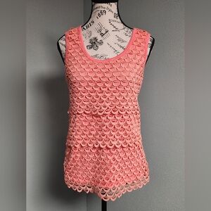 Willi Smith Pink Scalloped Sleeveless Top